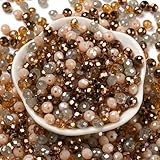 facettierte Glasperlen 400 Kristall Perlen 4mm Mix basteln Rondell DIY rund bunt Bastelperlen basteln DIY (bernstein beige grau Kupfer #7)