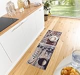 Hanse Home Cook & Clean Küchenläufer – Küchenteppich Coffee Break Motiv Teppichläufer rutschfest Pflegeleicht Teppich Läufer für Küche, Flur, Eingangsbereich, Esszimmer – 50x150cm
