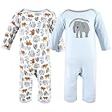 Touched by Nature Unisex-Baby Organic Cotton Coveralls, Endangered Elephant, Months Overall aus Bio-Baumwolle, gefährdeter Elefant, 0-3 Monate