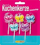 Decocino Kuchenkerze „Schmetterlinge“ Höhe ca.7 cm Back-Deko Torten-Deko Geburtstags-Deko 5 Kerzen-Schmetterlinge Kuchen, Muffins & Torten 32700 Mehrfarbig