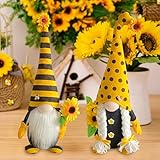 Yarteim Bienen Wichtel, Frühling Deko Wichtel Figuren Sommer, Stehende Niedliche Frühling Wichtel mit Sonnenblume, Bee Plüsch Puppe Zwerg Dekorationen für Home Farmhouse Kitchen Decor