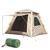 Aufblasbares Campingzelt, Outdoor-Zelte mit Pumpe für 2-4 Personen, mit 2 Netztüren, 2 Netzfenstern, einfacher Aufbau und tragbar, wasserdicht und winddicht, für Camping Festivals Hinterhof und