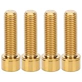 SUNGOOYUE 4 STÜCKE Titanlegierung Schrauben Schraube, Fahrradlenker Vorbau Schrauben Schraube Fahrrad Titanlegierung Vorbau Innensechskantschrauben M7x25mm (Gold)