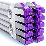 deleyCON 10x 0,25m CAT7 Netzwerkkabel - 10 Gigabit - Kurzes 25cm RJ45 Patchkabel Ethernet Kabel (Kupfer, SFTP PiMF Schirmung) - LAN DSL Switch Modem Router Patchpanel CAT7 CAT6 CAT5 - Weiß