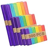 Bunte Holzstäbchen für Bastelarbeiten, 3 Größen (6,3 cm, 11,4 cm, 15,2 cm), bunte Regenbogen-Holzstäbe für Heimdekoration, Projekt, Kinder, Klassenzimmer, Kunst, Bastelbedarf, Schulaktivitäten, 300