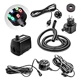 CLGarden Springbrunnen Pumpe Set mit 1x LED Licht RGB multicolor Lichtsteuerung automatisch Schlauch Wasserspiel Kugelbrunnen