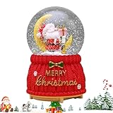 Weihnachts-Schneekugel mit Musik, Weihnachts-Schneekugel – Weihnachtsmann auf dem Mond Cartoon Glitterdome | Beleuchtete Weihnachtskugel, Heimdekoration, bunte Weihnachtsdekoration für Schwester