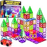 Desire Deluxe Magnetische Bausteine Magnet Montessori Spielzeug für Kinder, Magnetbausteine für Jungen und Mädchen, 3 4 5 6 7 8 Jahre alt, 57pc Set