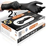 Einweghandschuhe Einmalhandschuhe Nitrilhandschuhe puderfrei latexfrei unsteril Untersuchungshandschuhe Gummihandschuhe Einweg Handschuhe disposable gloves (XL, schwarz, 200)