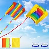 Drachen Kinder, Dwafill 2er-Pack Drachen mit 200m Drachenleine, Herbst Drachen, Strand Drachen, geeignet für Park, Eltern-Kind-Interaktion, Kinderspielzeug Outdoor (Farbe)