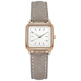 Damen-Armbanduhr mit Lederarmband, Edelstahl-Armbanduhren, kreative Damenuhr, Lederuhren, Eisenbahn-Uhren, D, Einheitsgröße