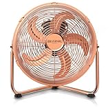 Brandson - Windmaschine Retro Stil - Ventilator in Kupfer - Standventilator 30cm - Tischventilator Bodenventilator - hoher Luftdurchsatz robuster Stand - stufenlos neigbarer Ventilatorkopf - Kupfer