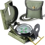 Militär Marschkompass mit Neigungsmesser & Nachtsicht | Wasserdichter Alu-Kompass mit Zielfernrohr, Vergrößerungslinse für Outdoor, Wandern, Bergsteigen, Camping. (G)