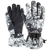 Breeshy Herren Ski Handschuhe, Multifunktionale Snowboard Handschuhe Schnallen Presse Sieb wasserdichte Winter Handschuhe