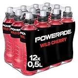Powerade Sports Wild Cherry - isotonisches und kalorienarmes Sport Getränk mit Kirsch-Geschmack - mit Elektrolyten - Iso Drink in stylischen Einweg Flaschen (12 x 500 ml)