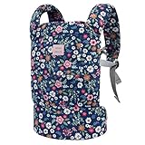 Bebamour Puppentrage für Mädchen, 3 in 1 weiches Tragetuch für Kinder, 100% Baumwolle Puppenzubehör(Blue Flower)