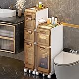 Schmaler Badezimmer-Schrank mit Schubladen und Griffen, wasserdichter Nizer für kleine Räume, freistehend und beweglich, ideal für Küche, Wäsche und Toilettenpapieraufbewahrung