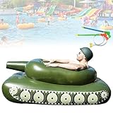 Aufblasbarer Panzer-Pool-Schwimmkörper für Erwachsene und Kinder, Aufsitz-Panzer, mit Wasserpistole, Pool-Spielzeug für 6–18-Jährige, aufblasbares Schwimmbecken für Pool-Partys(Adult 160cm)