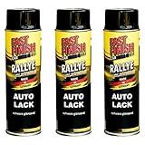 3x 500 ml FAST FINISH Rallye Autolack Lackspray Schwarz Glänzend Spraydose