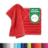 BaSaTex - 10er Pack Seiftücher für Gesichts- & Körperreinigung im Set - Frottee Seiflappen aus weicher Baumwolle in 30x30cm - Waschlappen Öko-Tex Made in Green Zertifiziert - Rot