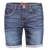 BlauerHafen Herren Designer Jeans Shorts Stretch Kurze Hose Super Flex Slim Fit Sommer Denim Half Pants Casual Bermuda (W32 (Taille: 84-86cm), Dunkelblau)
