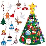 Ziurmut Kinder Filz Weihnachtsbaum, 70 x 50 cm, Todlers Vlies-Weihnachtsbaum, Filz-Weihnachtsbaum-Set, Weihnachtsschmuck, Filz-Weihnachtsbaum für Kinder, handgefertigte Weihnachtstür Wanddekoration