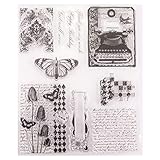 Plaid Background Honeycomb English Letter Background Butterfly Vintage Telefon Clear Stempel für Kartenherstellung Dekoration und DIY Scrapbooking