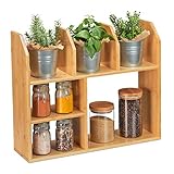 Relaxdays Bambusregal, 6 Fächer, HBT: 45,5 x 55 x 16 cm, stehend, für Küche, Bad & Wohnzimmer, Deko Aufsatzregal, Natur, Bambus, 1 Stück