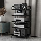 Medienregal, Gaming-Regal, DVD-Ständer, AV-Medienständer, Eckregal, Stereo-Audio-Rack, Ständerturm, moderner Audio-Video-Medienständer mit Rädern, für DVD-Player, Spielekonsole, WLAN-Router.