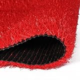 Hochwertiger roter Kunstrasen, 2,5 cm, robuster Kunstrasen mit Drainagelöchern für den Innen- und Außenbereich, perfekter Kunstrasen für Gärten, Terrassen und Spielbereiche (2 x 4,5 m)