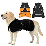 Hunderegenmantel wasserdicht & windfest - Einstellbar für kleine, mittelgroße, große Hunde - Leicht & atmungsaktiv (Schwarz, XL)