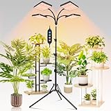 FECiDA 100 Watt 4-Kopf Pflanzenlampe mit Ständer, Vollspektrum Pflanzenlicht für Zimmerpflanzen, Pflanzenleuchte LED 8000 Lumen, Wachstumslampe für Pflanzen, 4/8/12/16/20 Hr Timer