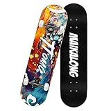 6 Schichten Ahornholz, 78,9 x 20,3 cm, komplettes Skateboard, unterstützt 136 kg, Standard-Skateboard für Erwachsene, Anfänger, Teenager, Kinder