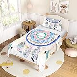 Odot Kinderbettwäsche für Jungen und Mädchen, 3D Traumfänger Kleinkinder Baby Bettwäsche-Set, Bettbezug & Kopfkissenbezug, Babybett Kinder Babybettwäsche Set (Federn 5,100x135cm)