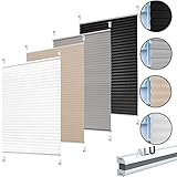 Plissee Klemmfix ALU zum Klemmen ohne Bohren Blickdicht für Fenster extra stabil Faltrollo anthrazit B 40 x H 100
