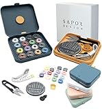 Sapor Design Nähset Premium Nähzubehör | Nähkasten mit Nähgarn, Nähnadeln & tollem Zubehör | Reise, Anfänger, Erwachsene, Profis - Näh Geschenk-Box (Blau)
