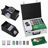 SPORTNOW Pokerkoffer abschließbar Pokerset mit Koffer 300 Chips Karten 5 Würfel Dealer Button Kartendecks, Pokerchips Komplett Set Pokerspiel Kartenspiele Aluminiumkoffer für Texas Hold'em, Blackjack