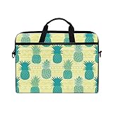 BIGJOKE Laptoptasche mit Ananas-Muster, 35,6 cm bis 36,8 cm (14 bis 14,5 Zoll), Aktentasche, Kuriertasche, Tablet-Tasche mit Schultergurt, Griff, für Kinder, Jungen, Mädchen, multi, Size: 15x11x1