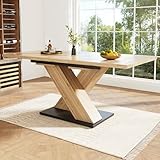 LUTUTU Esstisch Teleskoptisch (119-158,5×80cm), Tisch, Küchentisch, Ausziehtisch, mit Hilfe innenliegender Einlegeplatten auf 119-158,5cm ausziehbar, für Küche und Wohnzimmer (2)