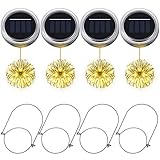 Solar-Einmachglas-Lichter, PChero 4pcs Einmachglas-Deckel 20 LED-Schnur-feenhafte Licht-Dekoration für Garten, Patio, Weihnachten, Halloween [warmes Weiß]