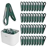 Mauepersu 36 Stück Bunt Wäscheklammern with Basket,Wäscheklammern stabil ohne Abdruck Soft Clips,rutschfeste Wäscheklammern ffür Wäscheleine oder Wäscheständer (Grün)