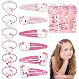 Haarspangen Haarring Mädchen,12 Stück Kinder Haarschmuck Set Rosa Cartoon Anime Haarspange Süße Haarspangen Geburtstagsgeschenke für Kleine Mädchen Kinder