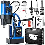 STAKO Magnetbohrmaschine 1800W mit Koffer ST-28RE Max.Ø80mm – Magnetkraft 16500N – tragbare Kernbohrmaschine für Metallbearbeitung mit Weldon 19mm und Bohrfutter 3-16mm und Gewindehalter M3-M16 – Set3