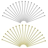 TOAOB 200 Stück Nietstifte 35 mm Kugelkopfstifte Gold Und Silber Kopfstifte Metall Schmuckstifte Headpins Kettelstifte Schmuck Zubehör für Ohrring Halsketten Schmuckherstellung Anhänger