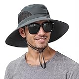 SEFIRST Sonnenhut Herren UV Schutz 50, Breite Krempe Wanderhut Damen Outdoor Sonnenschutz Kappe, Fischerhut Trekking Faltbar, Safari Sonnenschutz Hut Männer, Schlapphut Hut Herren (Dunkelgrau)