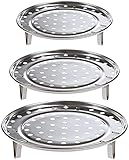 LATRAT Gemüsedämpfer mit Dünsteinsatz aus Edelstahl, 3 Stücke Edelstahl Dampfgarer Stand Dampf Regal Streamer Rack Dampf Tablett Platte für Hause Küche Restaurant, 20/24/26cm