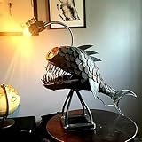Rubu22a Metall Hai-Nachtlicht, Anglerfisch Lampe in Haiform für Jungen Mädchen Weihnachten Geschenke (A, Mittel)