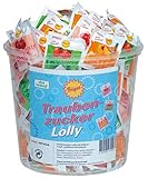 Frigeo Traubenzucker-Lolly in drei Geschmacksrichtungen: Erdbeer, Tropic und Kirsch, 100 Stück im Eimer (750 g) | 100 Stück (1er Pack)