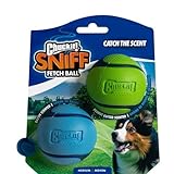 Chuckit! - Sniff Fetch Ball Duo - 2 Hunde-Trackingbälle - 2 Bälle mit Speck- und Erdnussbutterduft - Robuster Ball mit dickem Kern - Größe: Medium - Durchmesser: 6,5 cm