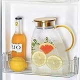 Accmuzzy Glaskaraffe mit Deckel, Wasserkaraffe 1.8L,Karaffe glas mit deckel für Kühlschranktür,Karaffe für Heiße oder Kalte Getränke (1.8 L/63 oz)